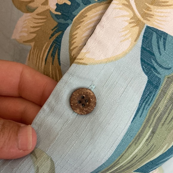 Tommy Bahama Shirt Men XL Blue Green Floral Silk Hawaiian Tropical Short Sleeve - Picture 8 of 14